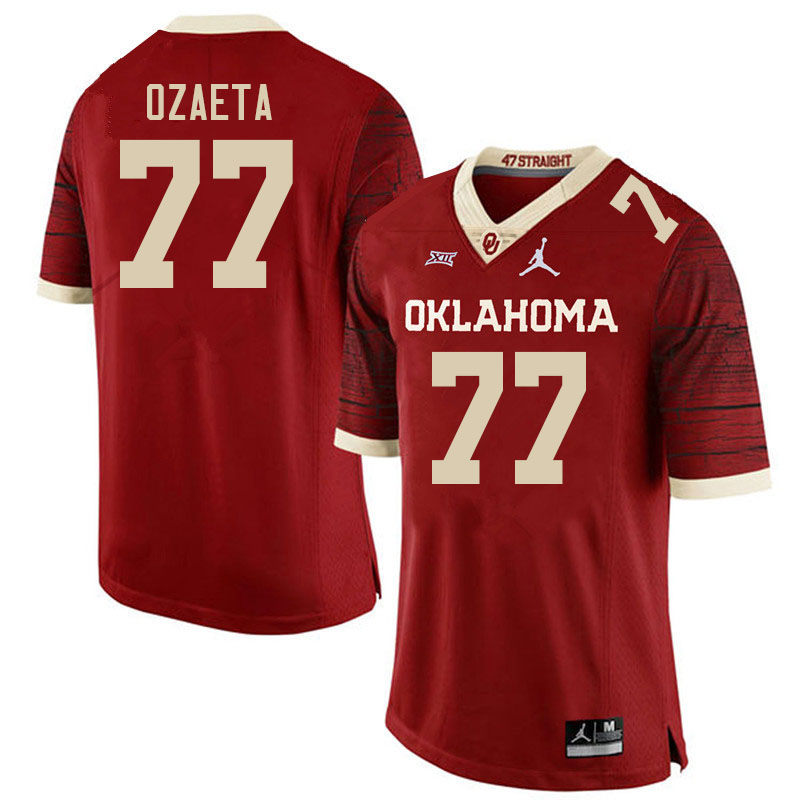 Men #77 Heath Ozaeta Oklahoma Sooners College Football Jerseys Stitched Sale-Retro
